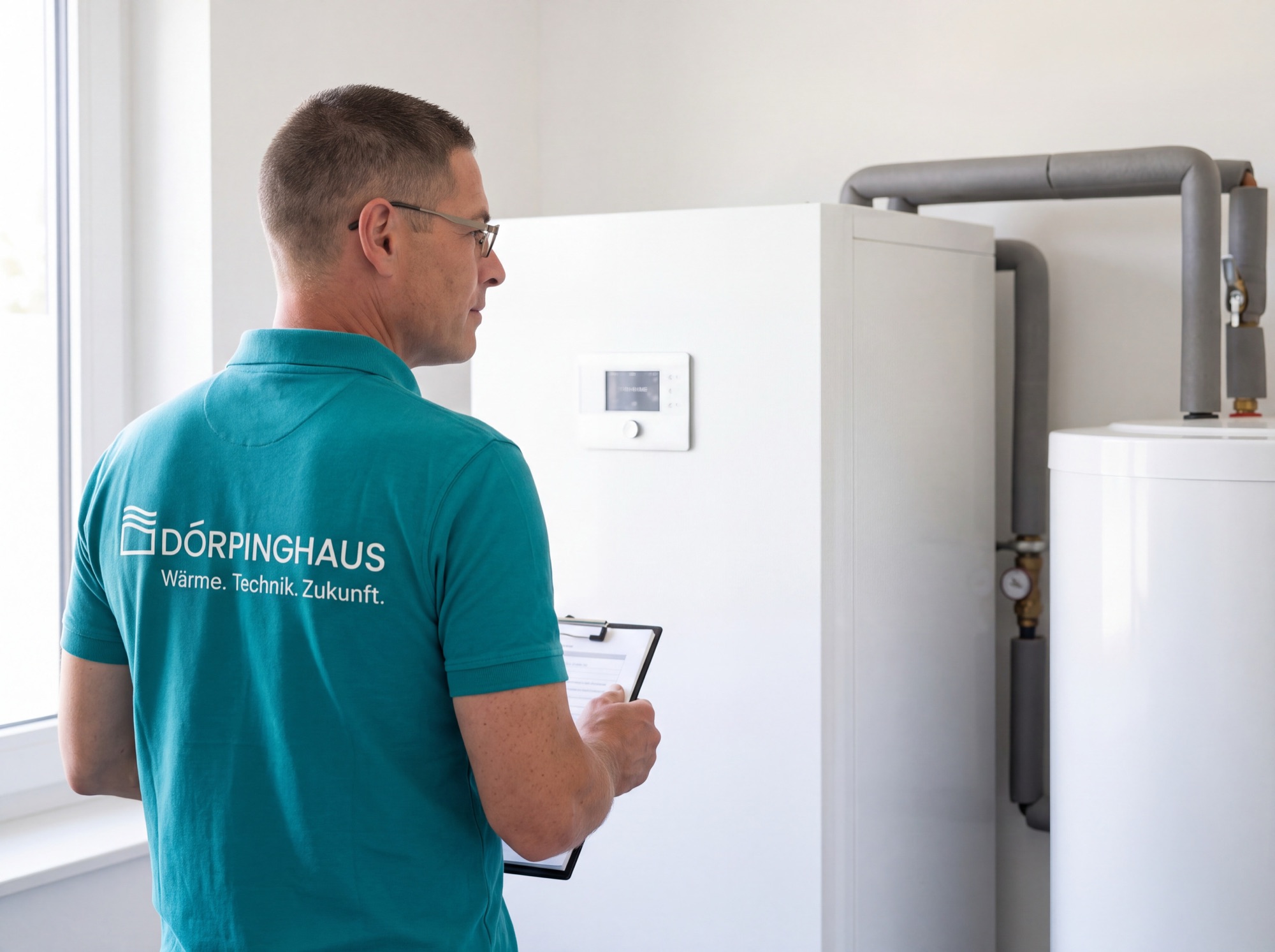 Dörpinghaus-Techniker prüft eine Heizungsanlage